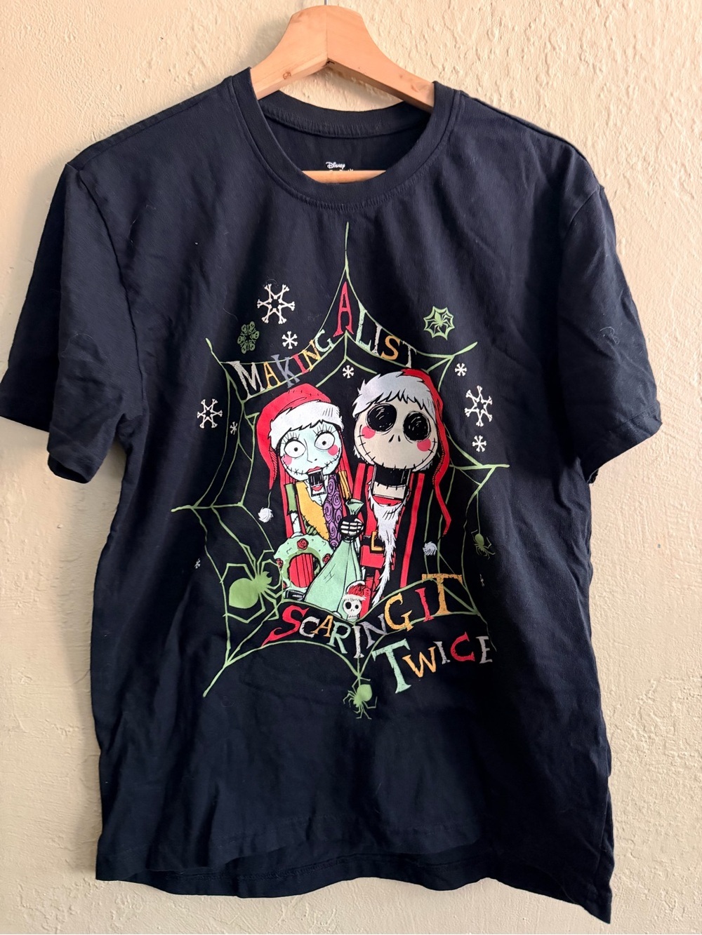 Disney Black Night Before Christmas Graphic Tee with Holiday Characters